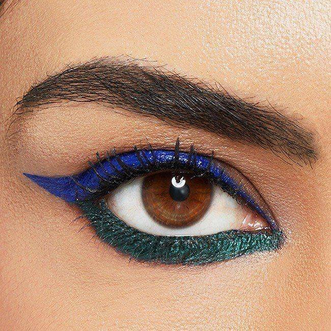 maybelline eyeliner blue green wing look 1x1