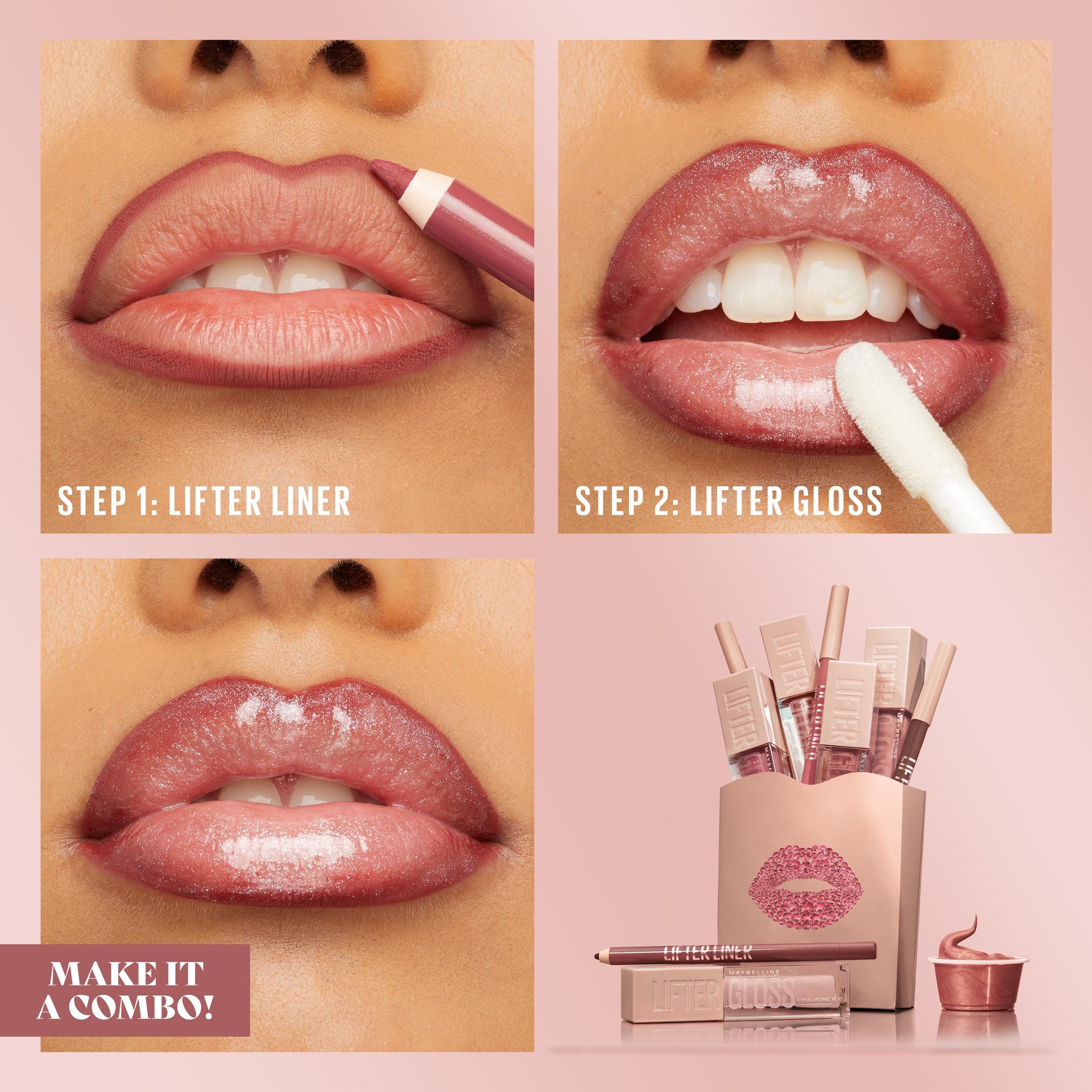 MNY Lip Lifter Liner AV73 How To Combo Liner Gloss